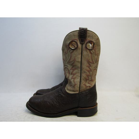 Boulet Mens Size 8.5 E Beige Brown Leather Buckaroo Western Cowboy Boots